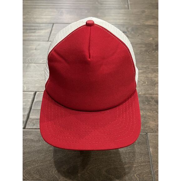 Vintage New Era Red White Blank Adjustable Snapback Hat M/L Made In USA DuPont - Picture 2 of 8